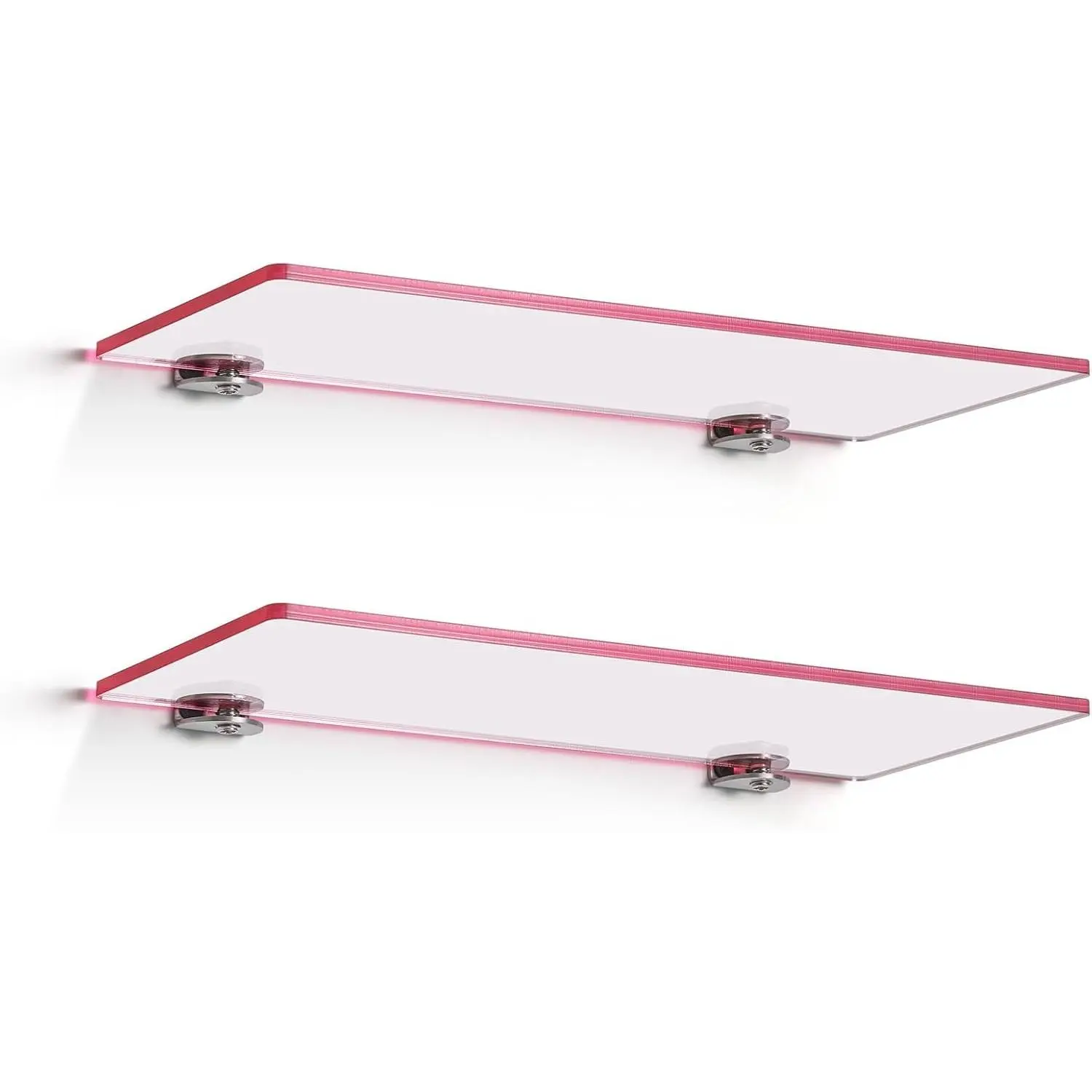 Cute  Floating Shelves, 12 x 4'' Arylic Shelves for Wall, Decorative Clear Floating Shelves for Gril's Room, Bathroom, Wall Mounted, 2 count