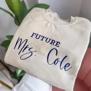 Future Mrs. Embroidered Sweatshirt, Personalized Bride to Be Crewneck, Custom Engagement Gift for Her, Mrs. Last Name Wedding Sweatshirt