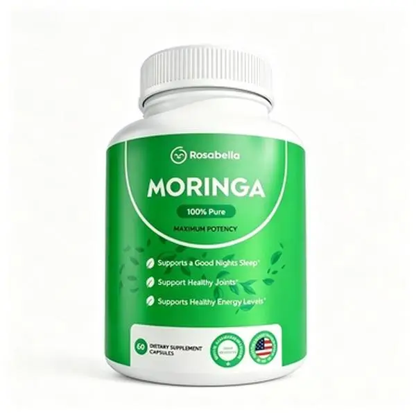 100% Pure Moringa Blended Vitamin & Mineral Supplements, 60-Count Capsules for Energy Support & Joint Health