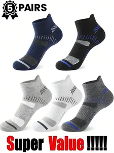 Men's Breathable Sweat-Wicking Socks, Comfortable and Ventilated, Ideal for Daily Wear and Sports, 5 Pairs Pack