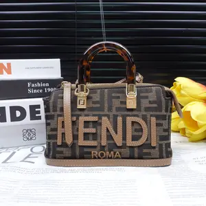 Pre-owned FENDI Canvas Shoulder Bags By The Way FF Brown Shoulder Bag T10351826