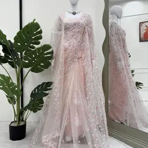 Net Party Wear Net Saree with Stitched Blouse and Tassels Perfect for Partywear