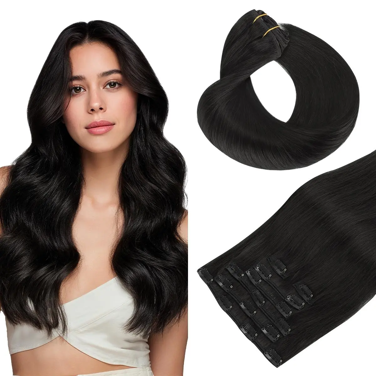 Hotbanana Real Human Hair Clip In Extensions, 120g 14-24 In Invisible Glueless Pieces for Natural & Fuller Volume Summer Hairstyles, Clip In Hair Extensions, Extensions Hair
