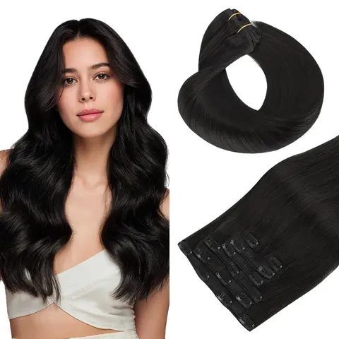 Hotbanana Remy Human Hair Clip-In Extensions, 16-24in 120g Invisible Lightweight Glueless Pieces, Washable Easy-Care Clips, Natural Straight for Fuller Summer Looks, #17/22/60 Ash to Golden Platinum, #18a/613a Dark Blonde Highlighted Bleach, Clip In Hair