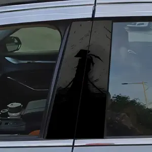 High-Quality Car Sticker, Samurai Silhouette Door Pillar Decal, Self-Adhesive Waterproof Matte Finish Vinyl B Column Protector Film, B Column Protection