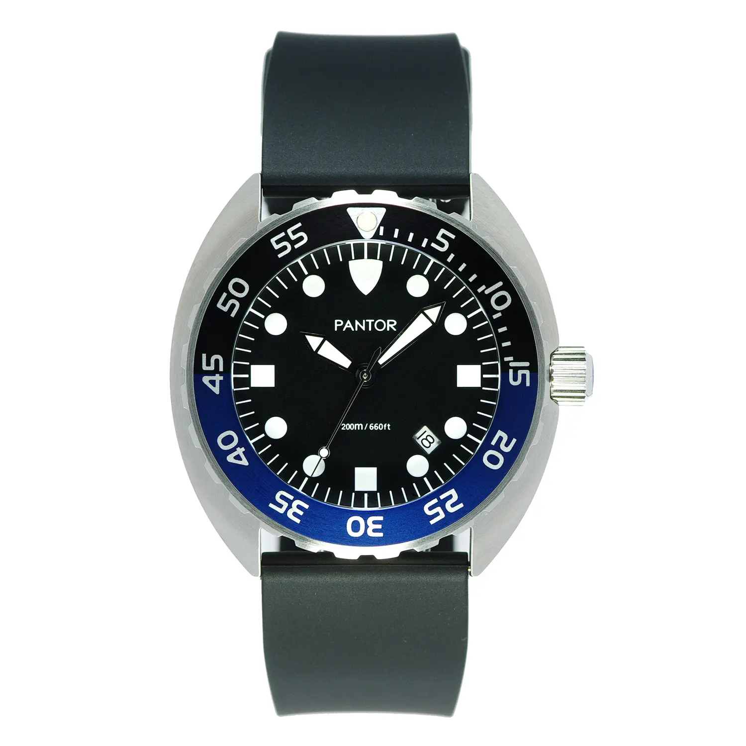 PANTOR Nautilus 515 Dive Watch -200m Diver Watches for men with Swiss Quartz movement, 45mm Diving watch with Rotating Bezel and Rubber Strap(Blue)