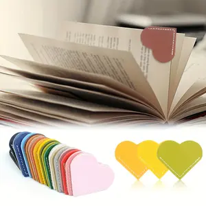 15 heart-shaped bookmarks, durable artificial leather material, multi-color, super healing, corner protection, marking function, essential for reading enthusiasts, students and artistic youth.