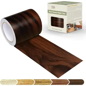 Grain Repair Tape, 2.4" X15', Self Adhesive  Grain Repair Patch for Tables, Chairs, DIY,Baseboards, Doors, Windows, Floors and Furniture Renovation.(Brown)