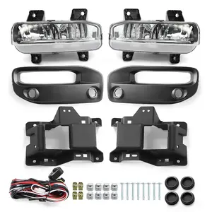 Nakkaa Bumper Pair Clear Fog Light Assembly, Compatible with Dodge RAM 2500/3500 2019-2023, Left/Right Driver/Passenger Side with Wiring Harness & Bezels, Part Numbers CH2592158, CH2593158, 68273291AB, 68273292AB, 68312234AB, 82215273AB