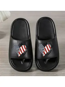 1 pair of new unisex sandals, heart-shaped American flag: symbolizing family and freedom, beach sandals, indoor/outdoor sandals, holiday gift slippers, women's sandals, house slippers, birthday gift sandals, casual slippers