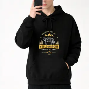 Classic Yellowstone Wolf Hoodie – Vintage Style Long Sleeve for Men and Women