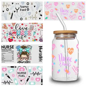 5 Sheets Nurse Life UV DTF Stickers Decoration DIY Water Bottle Glass Waterproof DTF Transfer Inspiring Designs Design Flowers Winter Landscape Canvas Posters