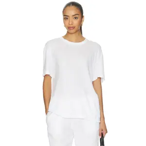 James Perse Crepe Jersey Oversized Crew Tee in White