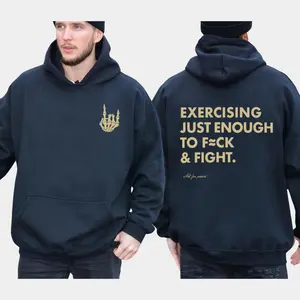Exercising Just Enough To Fck & Fight Funny Hoodie, Unisex  , Casual Menswear, Comfy Cotton, Funny Sayings Shirt emo clothes unknown jones new york outfit affliction hoodie deku  outfits good graphic tees quarter zip city boy boxy fit