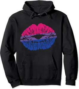 Bisexual Pride Lips Kiss Retro Bi Flag Bisexuality LGBT Gift Pullover Hoodie - Kendallha Shop 79B08CC3N1G7