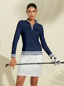 Acegolfs Women's Golf Polo Shirt Navy Blue Long Sleeve Top Ladies Golf Attire Clothes Outfits Wear Apparel 12143074