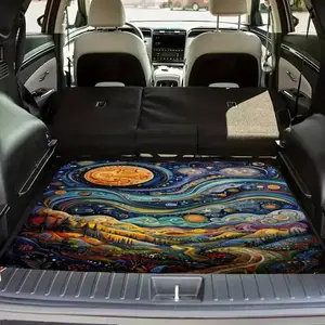 1 Van Gogh Starry Sky Art Car Trunk Mat, Creative Car Interior Mat, Material, Easy to Clean, Keep the Interior Clean, Add Artistic Atmosphere to the Interior, Suitable for Various Models, Enhance the Interior Taste, Enjoy Driving Pleasur
