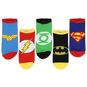 DC Comics Justice League Logos Adult 5 Pack Superhero Ankle No-Show Socks