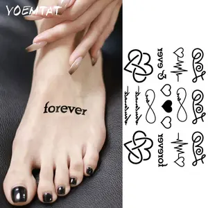 Finger Symbol Infinite Waterproof Temporary Tattoo Sticker Black Simple Lines Endless Loop Heartbeat Love Body Art Arm Fake Tattoos Sleeve For Women Men Wrists Neck Shoulders Legs Ankles
