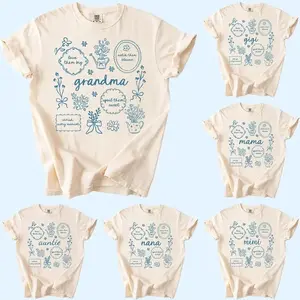 Comfort Colors Custom Floral Mama T-Shirt, Floral Grandma Shirt, Personalized Mothers Day Gift, Mama Nana Auntie Mimi Gigi Nanny Lala Shirt
