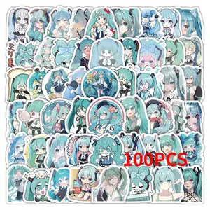 100pcs Hatsune Cute Miku Stickers Pack Waterproof Phone Case Cartoon Journaling Stationery Kawaii Packaging Laptop Stickerpopular stickers Cute beautiful