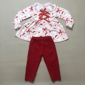 Kids Girl Christmas Outfit Bows Santa Claus Christmas Clothing Set