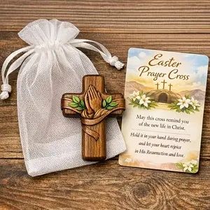 Vintage Cross Card Pocket Hug, 2D Cross Statue with Prayer Encouragement Cards, Home Decor Gift for Family and Friends