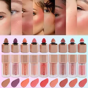 9-color matte blush liquid, comes with a brush head, easy to use, natural and long-lasting, high pigment saturation, brightening and correcting skin tone Makeup