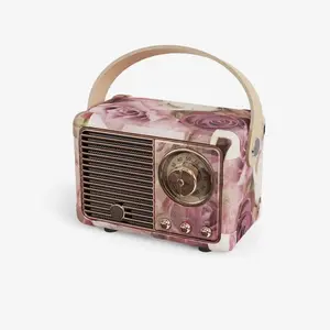 Vintage Style Floral Wireless Bluetooth-Compatible Speaker, Multipurpose Portable Mini Speaker with Built in Microphone, Music Player for Home Office Outdoor Travel