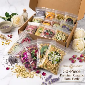 50-Piece Premium Organic Floral Herbs Witchcraft & Apothecary Kit - Beginner Spell Supplies, Ritual Altar Gift Box for Home Fragrance, Ideal for Wife’s Spiritual Practice