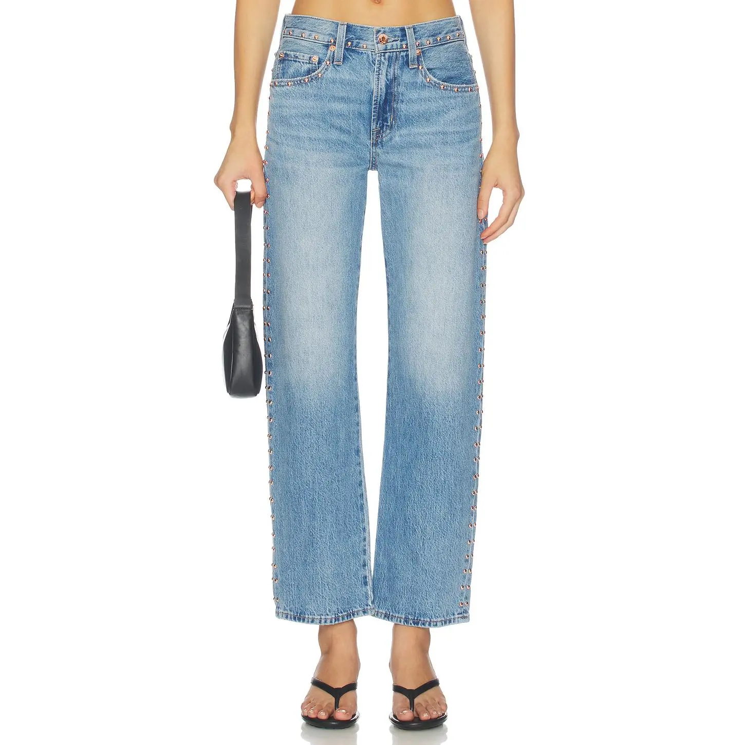 PISTOLA Lexi Mid Rise Bowed Straight Leg Jeans in Star Studded