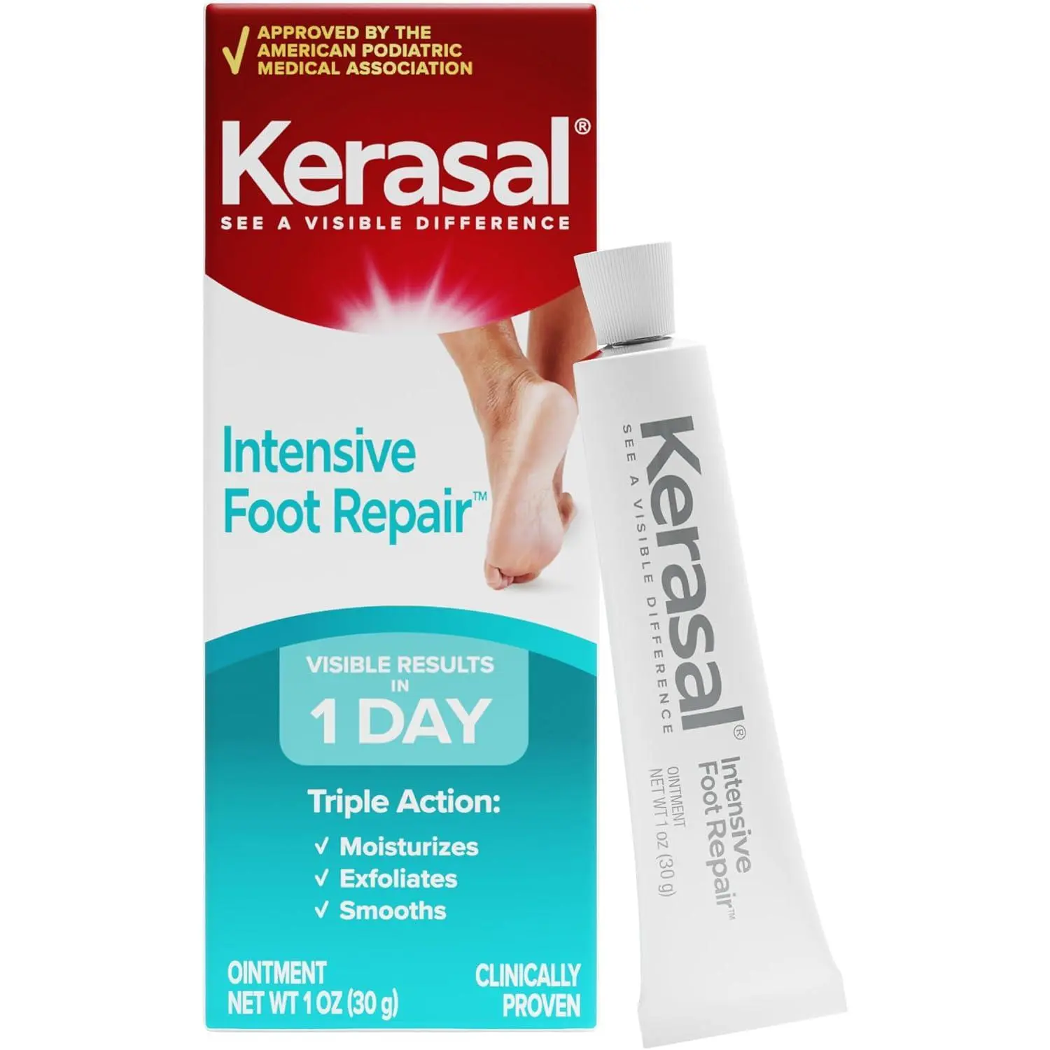 Kerasal Intensive Foot Repair Ointment, Smooth Rough Feet, 1 oz