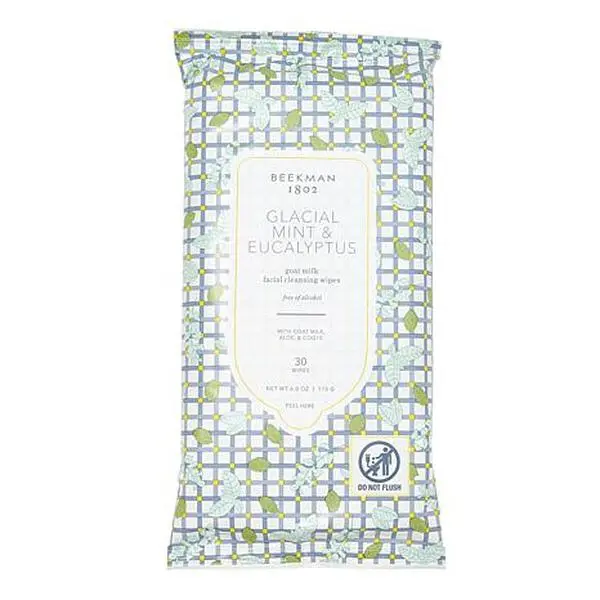Beekman 1802 Goat Milk Eucalyptus Mint Face Cleansing Wipes 30-Count