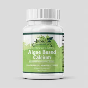 Herbal Connections Algae-Based Calcium Slim Tabs 930 mg Aquamin with Vitamin K2 MK-7, Vegan D3 & Magnesium – Plant Calcium for Bone Density, Joint Flexibility & Heart Support | Non-GMO, Gluten-Free | 90 Easy-Swallow Tablets
