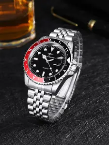 RICECGO Men's Business Watch, stainless steel, luminous hour markers, suitable for both business commutes and casual sports