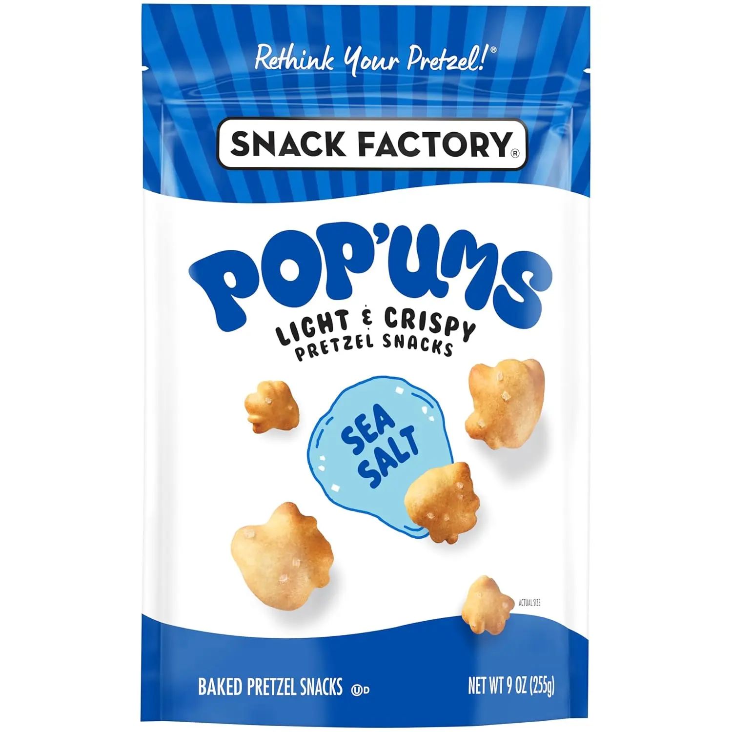 Snack Factory Pop'ums Sea Salt Pretzel Snacks, 9 Oz Bag Corn Crispy