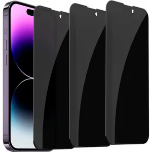 3 Pack Privacy Screen Protector for iPhone 14 Pro Max[6.7 inch], Sensor Protection, Dynamic Island Compatible, 9H Anti Spy Private Tempered Glass Film, Anti-Scratch, Case Friendly, Easy