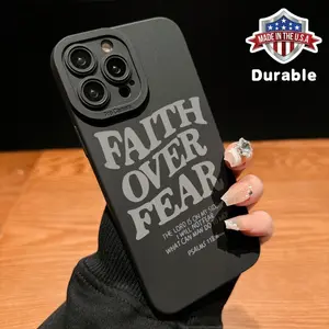 Fall Faith Over Fear Letter Pattern Phone Case, Full Body Shockproof Phone Protective Cover, Fashion Phone Compatible with iPhone 15 Pro Max 14, Unique Phone Cases, Gifts For Boyfriend Protection Protector Casing Smartphone Cellphone