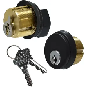 Brass Mortise Cylinder with SC Keyway Thumbturn and Keys Commercial-Grade Storefront Door Lock Cylinder for Aluminum Doors Ideal for Shop Door Lock Replacements 1 Set in Black