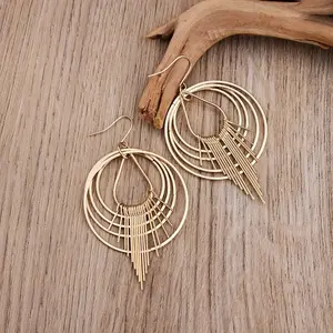 Bohemian retro geometric circular tassel earrings, creative women's earrings, Bohemian alloy pendant earrings,  gift giving, suitable for all seasons Jewelry Fashion accessories magnetic earrings non tarnish jewelry earrings for women