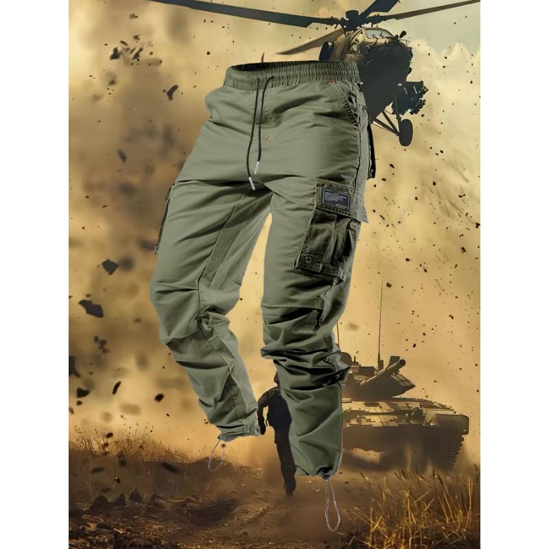 Men's Camo Tactical Pants Warm Ripstop Cargo Lightweight Outdoor Hiking with Multiple Pockets Menswear Polyester