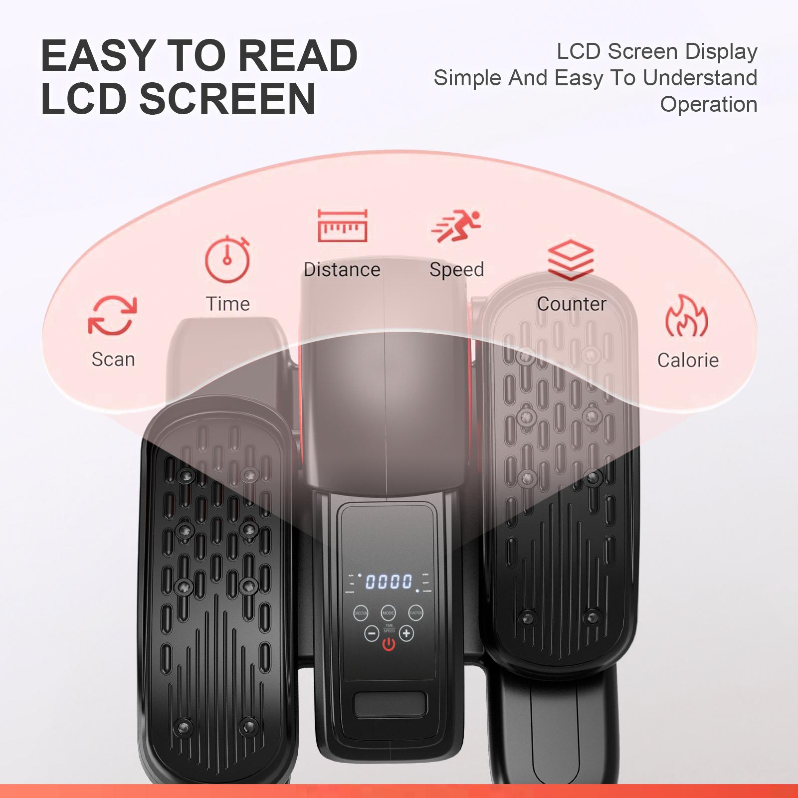 Under Desk Elliptical Trainer, Whisper-Quiet Seated Leg Exerciser for Home Office, Compact Pedal Machine for Seniors & Mobility Support, Adjustable Resistance & LCD Monitor