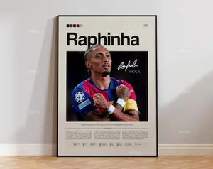 Raphinha Poster, Raphinha Barcelona Wall Art, Framed Raphinha Print, Barcelona FC Decor, Barcelona FC Fan Gift Idea, Soccer Print