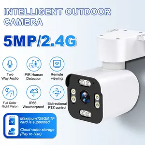 5mp Outdoor Wired Security Camera, 360° Ptz Camera, Motion Tracking, Color Night Vision, Two-Way Audio, Ip66 Waterproof, 2.4g WiFi, Alexa Compatible, Night Vision Surveillance, Home Monitoring Camera