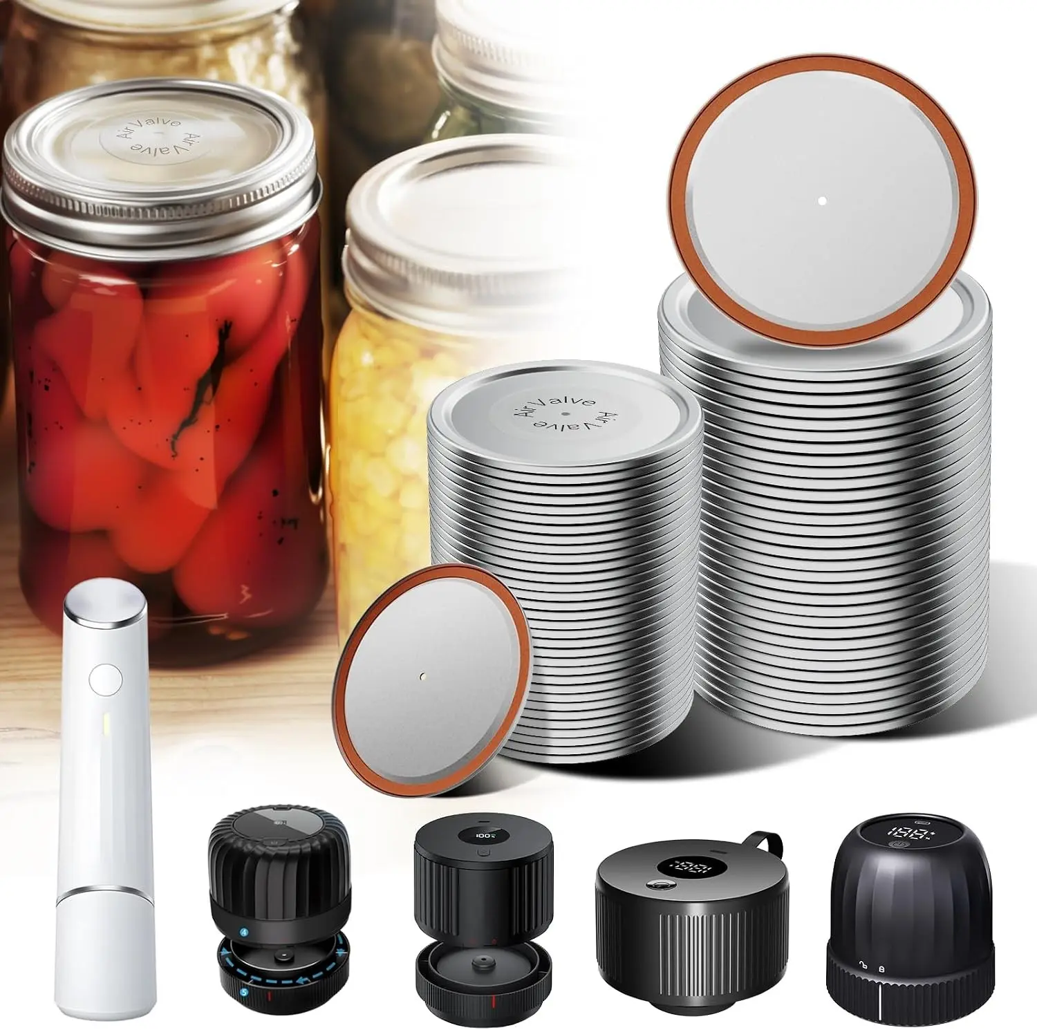 Mason Jar Lids 48 Pack: 24 Wide + 24 Regular Mouth Canning Lids | Food-Grade & Leak Proof, Compatible with Electric Vacuum Sealers, Ideal for Canning jams, Pickles, Dry Foods, Grains
