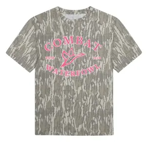 Combat Waterfowl 3D Camo Pink Tee for Men/Women - Mossy Oak Bottomland Hunting Tee, 3D Camo Outdoor Short Sleeve Top