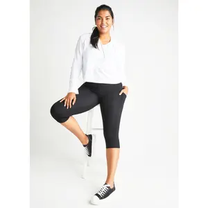 Talia Crop Shaping Legging w/ Pockets - 360Sculpt™ Cotton - Black
