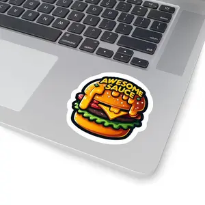 Delectable Food 3" Vinyl Stickers - Awesome Sauce Burger & Fries Cute Decorative adhesive label sticker