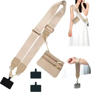 Clip And Go Strap With Wallet Crossbody, Adjustable Phone Strap Zippered Pouch, Phone Lanyard for Travel, Outdoor