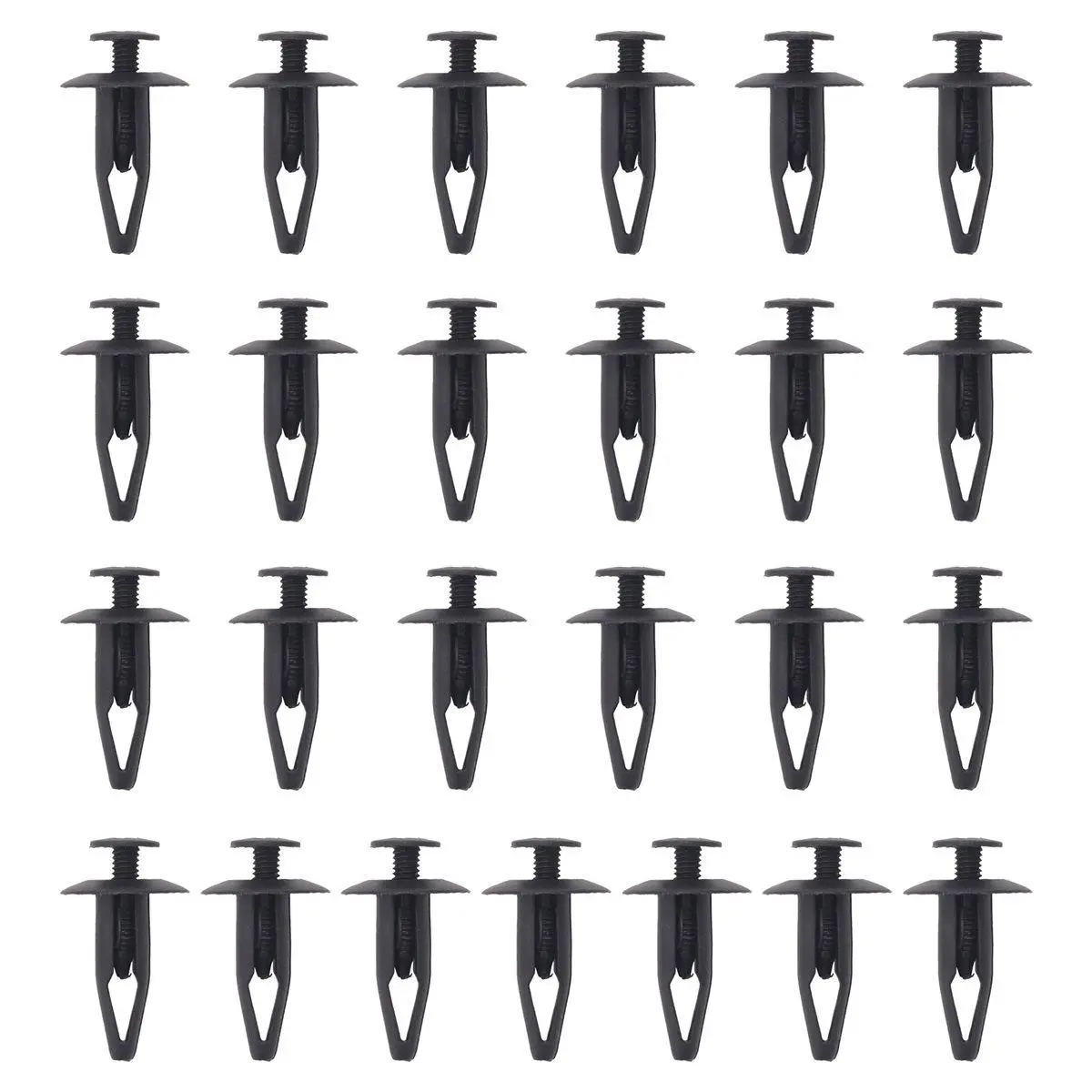 25Pcs 32mm Black Plastic Rivet Set, Push-Type Fasteners for Cars, Trucks, Trains, Airplanes, Caravans, Bumpers/Side Skirts, Defender Door Cards, Interior Weatherstrip Replacement Parts
